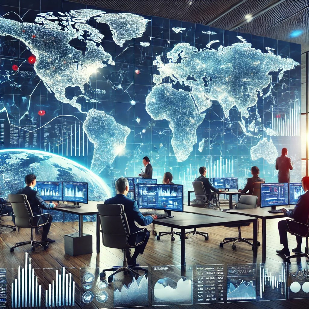 DALL·E 2024-07-30 21.42.03 - A global financial market scene showing traders and analysts working in a modern office with world maps, graphs, and digital screens. The setting repr