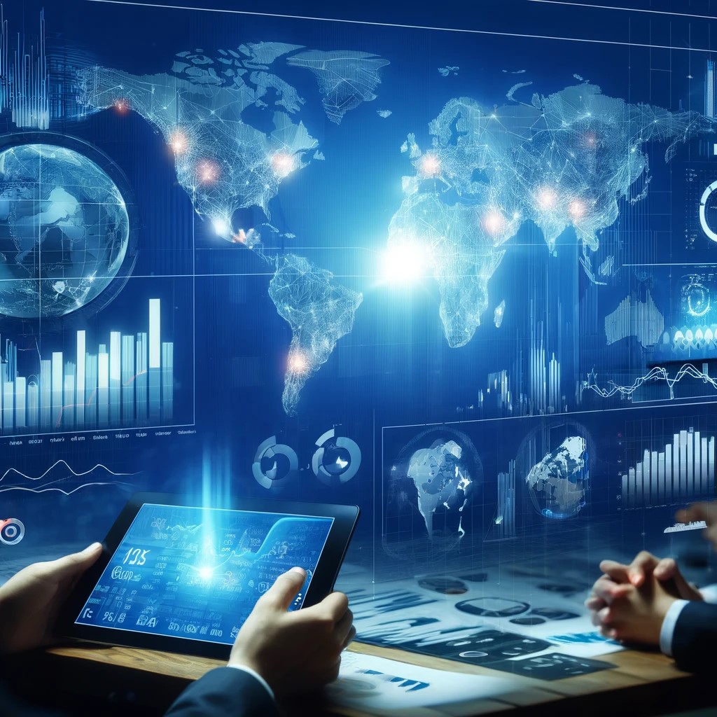 DALL·E 2024-07-30 21.18.25 - A digital financial dashboard showing the impact of global trade tensions on various financial markets. The screen displays interactive graphs and cha