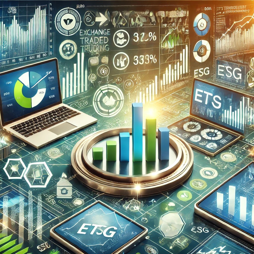 DALL·E 2024-09-02 16.24.43 - A detailed image showing the benefits of investing in Exchange-Traded Funds (ETFs). The image features symbols of diversification like a pie chart, gr