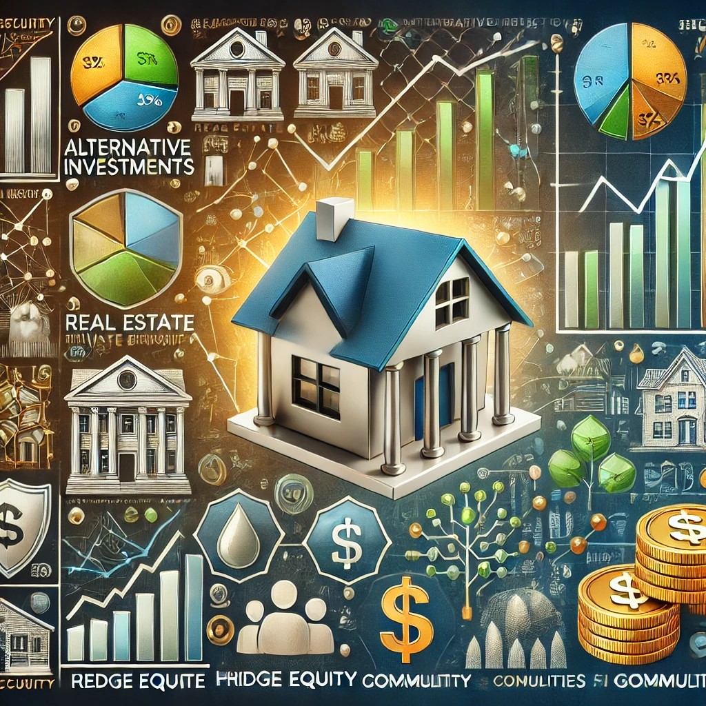 DALL·E 2024-09-02 16.46.32 - A detailed image showing the benefits of including alternative investments in a diversified portfolio. The image features symbols like real estate, he