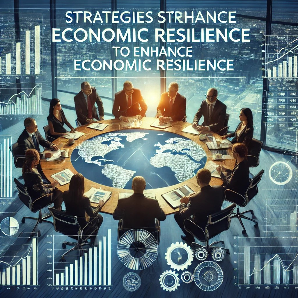 DALL·E 2024-07-30 20.54.24 - A team of financial analysts in a meeting room discussing strategies to enhance economic resilience. The setting includes charts, graphs, and financia